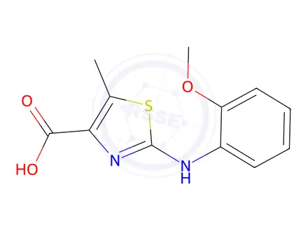 Chemical structure of 2-((2-Methoxyphenyl)amino)-5-methylthiazole-4-carboxylic acid