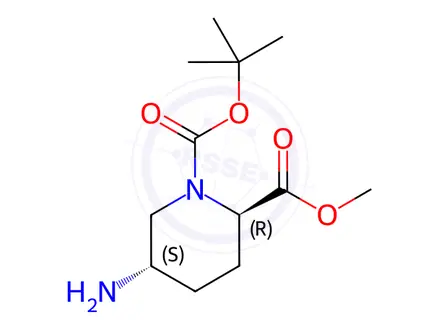 Chemical structure of O1-tert-butyl O2-methyl (2R,5S)-5-aminopiperidine-1,2-dicarboxylate