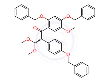 Chemical structure of 3,3-Dimethoxy-1-[5-methoxy-1,4-bis(phenylmethoxy)phenyl]-2-[4-(phenylmethoxy)phenyl]-1-propanone