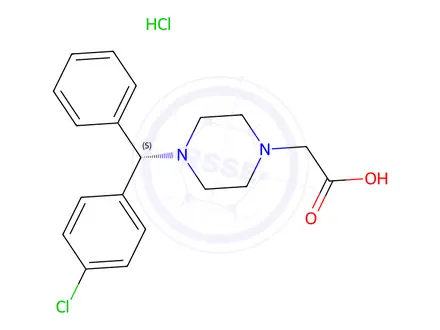 Chemical structure of 4-[(S)-(4-Chlorophenyl)phenylmethyl]piperazineacetic Acid Hydrochloride