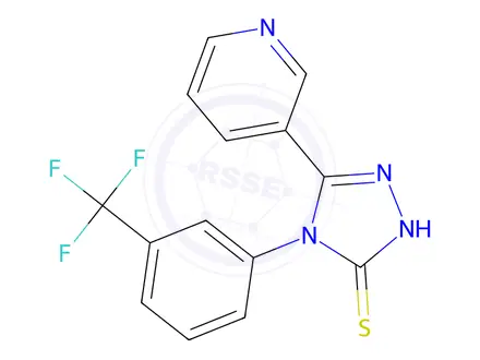 Chemical structure of 5-Pyridin-3-yl-4-(3-trifluoromethyl-phenyl)-4H-[1,2,4]triazole-3-thiol