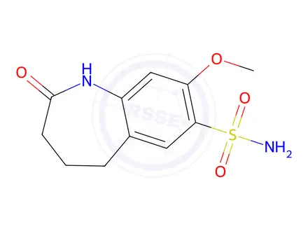 Chemical structure of 8-Methoxy-2-oxo-2,3,4,5-tetrahydro-1h-benzo[b]azepine-7-sulfonamide