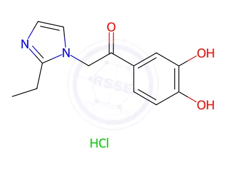 Chemical structure of 1-(3,4-Dihydroxyphenyl)-2-(3-ethyl-1H-pyrazol-1-yl)ethanone Hydrochloride