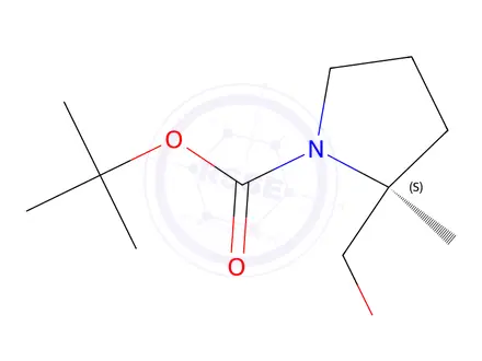 Chemical structure of tert-butyl (2S)-2-(hydroxymethyl)-2-methylpyrrolidine-1-carboxylate