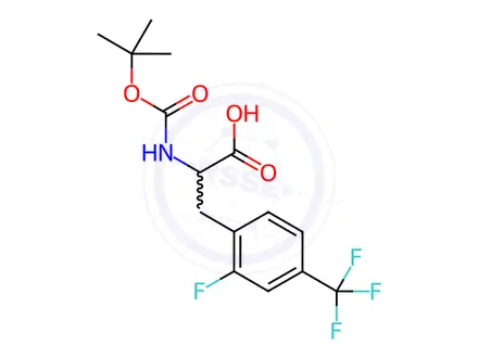 Chemical structure of Phenylalanine, N-[(1,1-dimethylethoxy)carbonyl]-2-fluoro-4-(trifluoromethyl)-