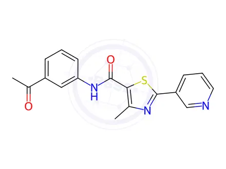 Chemical structure of N-(3-acetylphenyl)-4-methyl-2-pyridin-3-yl-1,3-thiazole-5-carboxamide