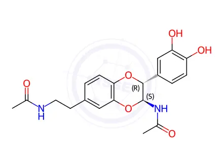 Chemical structure of Acetamide, N-[2-[(2R,3S)-3-(acetylamino)-2-(3,4-dihydroxyphenyl)-2,3-dihydro-1,4-benzodioxin-6-yl]ethyl]-