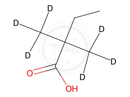 Chemical structure of 2,2-Dimethylbutyric Acid-d6