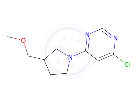 Chemical structure of 4-chloro-6-[3-(methoxymethyl)pyrrolidin-1-yl]pyrimidine