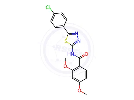 Chemical structure of N-(5-(4-Chlorophenyl)-1,3,4-thiadiazol-2-yl)-2,4-dimethoxybenzamide