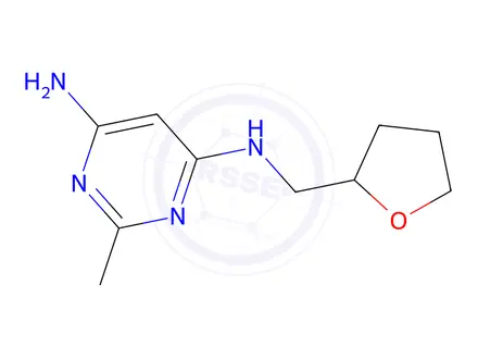 Chemical structure of 2-methyl-n4-((tetrahydrofuran-2-yl)methyl)pyrimidine-4,6-diamine