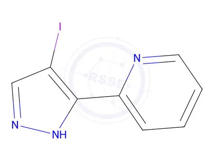 Chemical structure of 2-(4-Iodo-1H-pyrazol-5-yl)pyridine