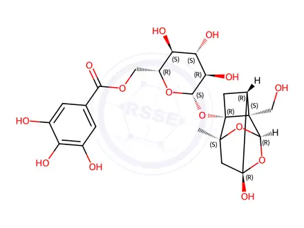 Chemical structure of Debenzoylgalloylpaeoniflorin
