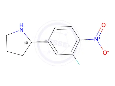 Chemical structure of (S)-2-(3-fluoro-4-nitrophenyl)pyrrolidine