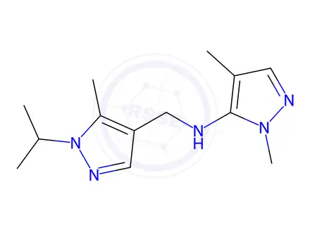 Chemical structure of N-[(1-isopropyl-5-methyl-1H-pyrazol-4-yl)methyl]-1,4-dimethyl-1H-pyrazol-5-amine