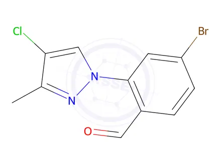 Chemical structure of 4-Bromo-2-(4-chloro-3-methyl-1h-pyrazol-1-yl)benzaldehyde