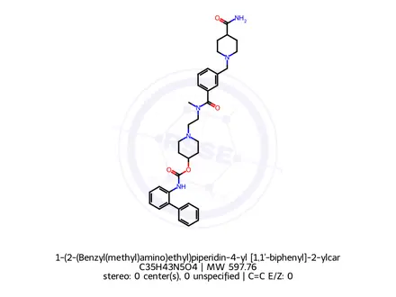 Chemical structure of 1-(2-(Benzyl(methyl)amino)ethyl)piperidin-4-yl [1,1'-biphenyl]-2-ylcarbamate