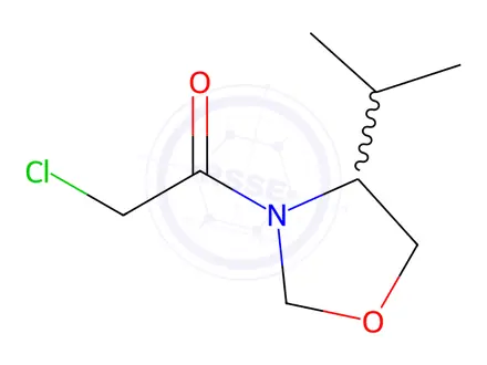 Chemical structure of Oxazolidine, 3-(chloroacetyl)-4-(1-methylethyl)-, (S)-(9CI)