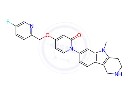 Chemical structure of 4-((5-fluoropyridin-2-yl)methoxy)-1-(5-methyl-2,3,4,5-tetrahydro-1H-pyrido[4,3-b]indol-7-yl)pyridin-2(1H)-one hydrochloride