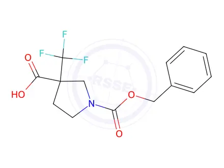 Chemical structure of 1-((Benzyloxy)carbonyl)-3-(trifluoromethyl)pyrrolidine-3-carboxylic acid