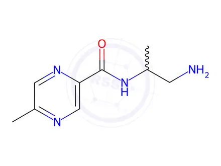 Chemical structure of N-(1-aminopropan-2-yl)-5-methylpyrazine-2-carboxamide
