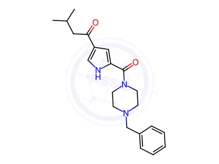 Chemical structure of 1-{5-[(4-benzylpiperazino)carbonyl]-1H-pyrrol-3-yl}-3-methyl-1-butanone