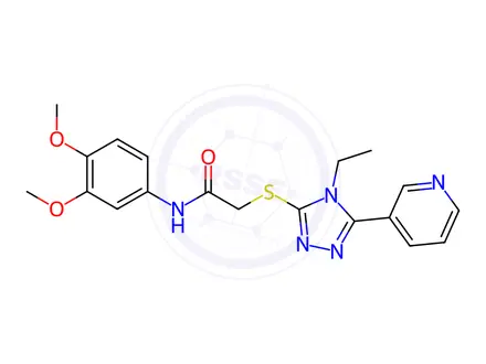 Chemical structure of N-(3,4-Dimethoxyphenyl)-2-((4-ethyl-5-(pyridin-3-yl)-4H-1,2,4-triazol-3-yl)thio)acetamide