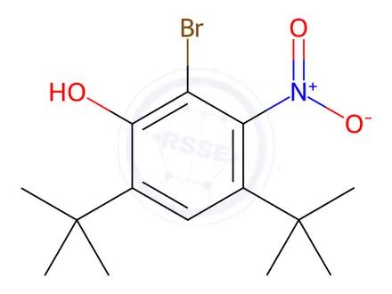 Chemical structure of 2-bromo-4,6-di-tert-butyl-3-nitrophenol