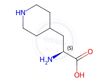 Chemical structure of (2S)-2-amino-3-(piperidin-4-yl)propanoic acid dihydrochloride