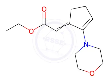 Chemical structure of Ethyl 2-(2-morpholinocyclopent-2-en-1-ylidene)acetate