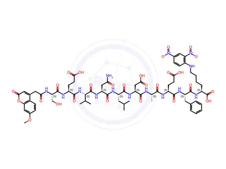 Chemical structure of N6-(2,4-Dinitrophenyl)-N2-(2-(7-methoxy-2-oxo-2H-chromen-4-yl)acetyl)-L-seryl-L-glutamyl-L-valyl-L-asparaginyl-L-leucyl-L-aspartyl-L-alanyl-L-glutamyl-L-phenylalanyl-L-lysine