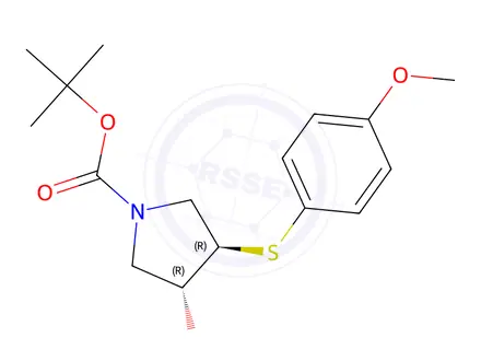 Chemical structure of tert-Butyl (3R,4R)-3-Hydroxy-4-[(4-methoxyphenyl)sulfanyl]pyrrolidine-1-carboxylate