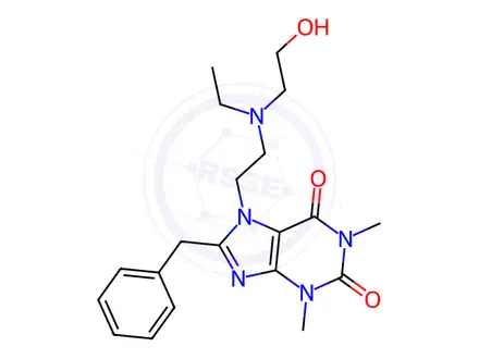 Chemical structure of 5-oxo-L-proline, compound with 8-benzyl-7-[2-[ethyl(2-hydroxyethyl)amino]ethyl]-3,7-dihydro-1,3-dimethyl-1H-purine-2,6-dione (1:1)