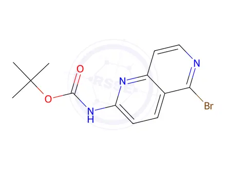 Chemical structure of tert-Butyl (5-bromo-1,6-naphthyridin-2-yl)carbamate