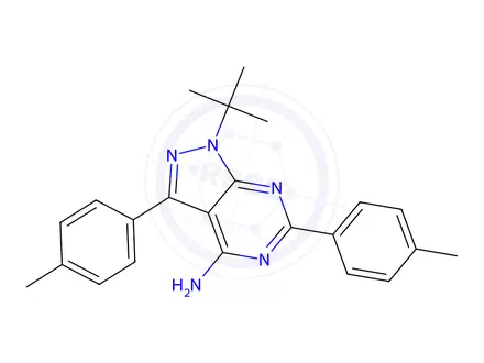 Chemical structure of 1-tert-Butyl-3,6-bis(4-methylphenyl)-1H-pyrazolo[3,4-d]pyrimidin-4-amine