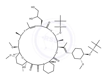 Chemical structure of 24,33-bis-O-(tert-Butyldimethylsilyl)-37,38-dehydro-37,38-dihydroxy-FK-506 (Mixture of Diastereomers)