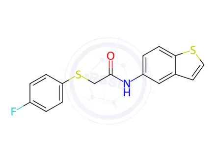 Chemical structure of N-(Benzo[b]thiophen-5-yl)-2-((4-fluorophenyl)thio)acetamide