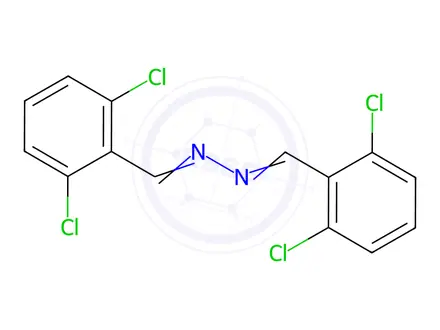 Chemical structure of 2,6-Dichlorobenzaldehyde N-(2,6-dichlorobenzylidene)hydrazone