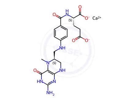 Chemical structure of L-5-Methyltetrahydrofolate Calcium