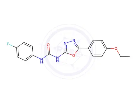 Chemical structure of N-[5-(4-Ethoxyphenyl)-1,3,4-oxadiazol-2-yl]-N'-(4-fluorophenyl)urea