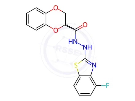 Chemical structure of N'-(4-Fluorobenzo[d]thiazol-2-yl)-2,3-dihydrobenzo[b][1,4]dioxine-2-carbohydrazide