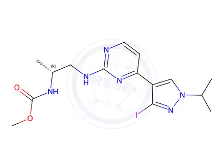 Chemical structure of Methyl (R)-(1-((4-(3-iodo-1-isopropyl-1H-pyrazol-4-yl)pyrimidin-2-yl)amino)propan-2-yl)carbamate