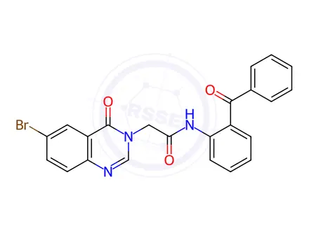 Chemical structure of N-(2-Benzoylphenyl)-2-(6-bromo-4-oxoquinazolin-3(4H)-yl)acetamide
