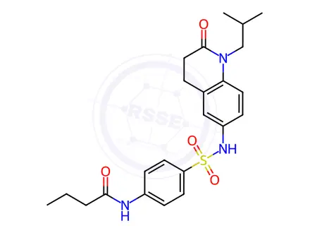 Chemical structure of N-(4-(N-(1-Isobutyl-2-oxo-1,2,3,4-tetrahydroquinolin-6-yl)sulfamoyl)phenyl)butyramide