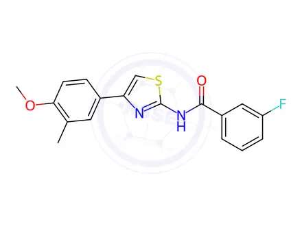 Chemical structure of 3-Fluoro-N-(4-(4-methoxy-3-methylphenyl)thiazol-2-yl)benzamide