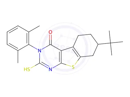 Chemical structure of 7-(1,1-Dimethylethyl)-3-(2,6-dimethylphenyl)-2,3,5,6,7,8-hexahydro-2-thioxo[1]benzothieno[2,3-d]pyrimidin-4(1H)-one