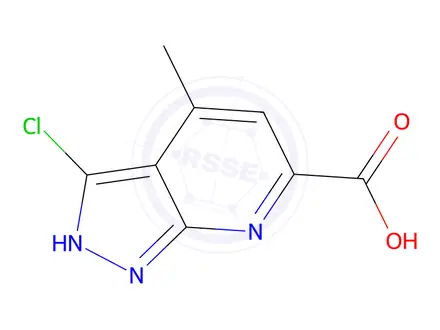 Chemical structure of 3-chloro-4-methyl-1H-pyrazolo[3,4-b]pyridine-6-carboxylic acid