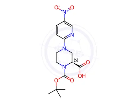 Chemical structure of (S)-1-(tert-Butoxycarbonyl)-4-(5-nitropyridin-2-yl)piperazine-2-carboxylic acid