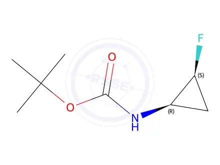 Chemical structure of Carbamic acid, (2-fluorocyclopropyl)-, 1,1-dimethylethyl ester, (1R-cis)-(9CI)