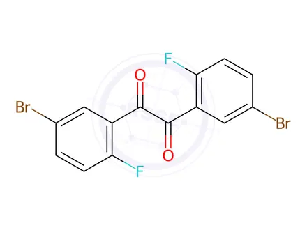 Chemical structure of Bis(5-bromo-2-fluorophenyl)ethane-1,2-dione